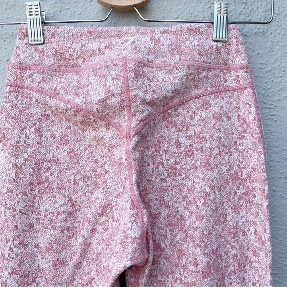 GYMSHARK Womens Compression Fit Fleur Texture Leggings Sz XS Dusky Pink Marl - Picture 5 of 6